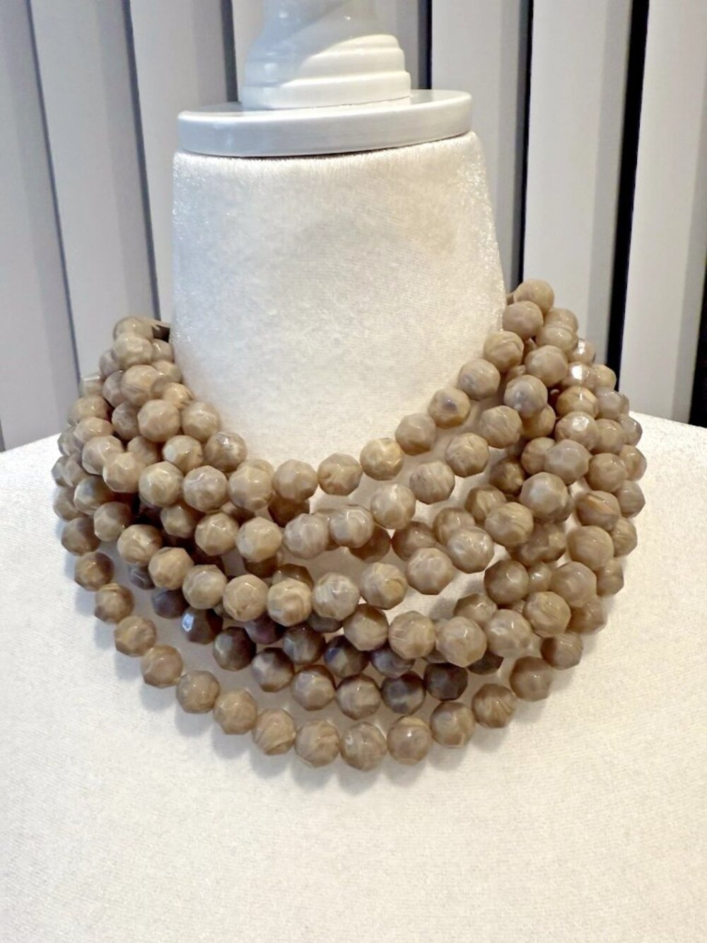 FAIRCHILD BALDWIN NY Taupe 18” Beaded & Leather Necklace